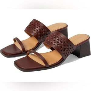 NEW Madewell Roni Keira Block Heel Sandal Apple Butter Brown Woven Leather 8